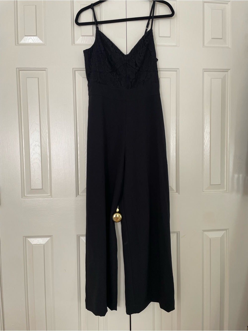 Abercrombie & Fitch Black Lace-Trim Wide‑Leg Jumpsuit